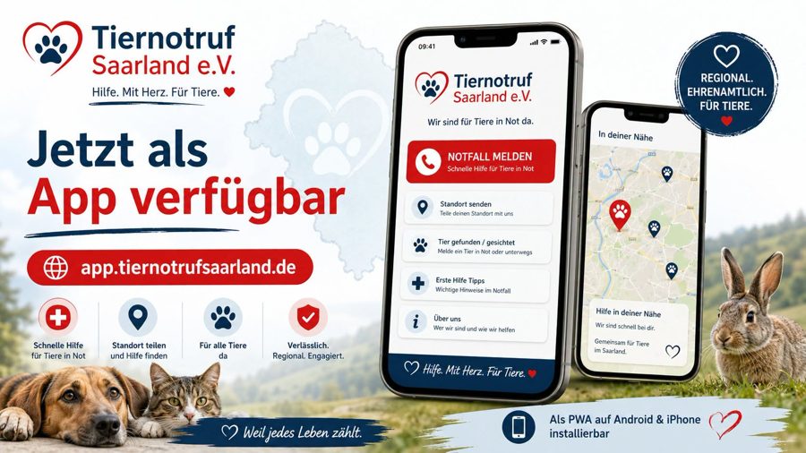 Tiernotruf Saarland App-Launch Grafik