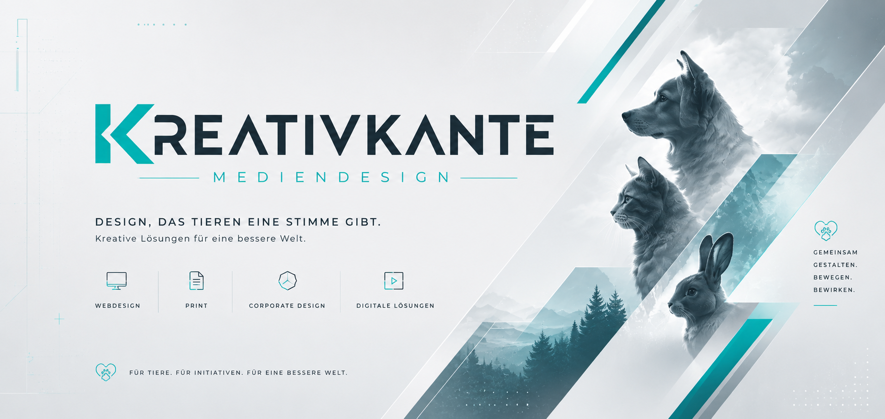 KreativKante Mediendesign — Design, das Tieren eine Stimme gibt. Kreative Lösungen für eine bessere Welt.